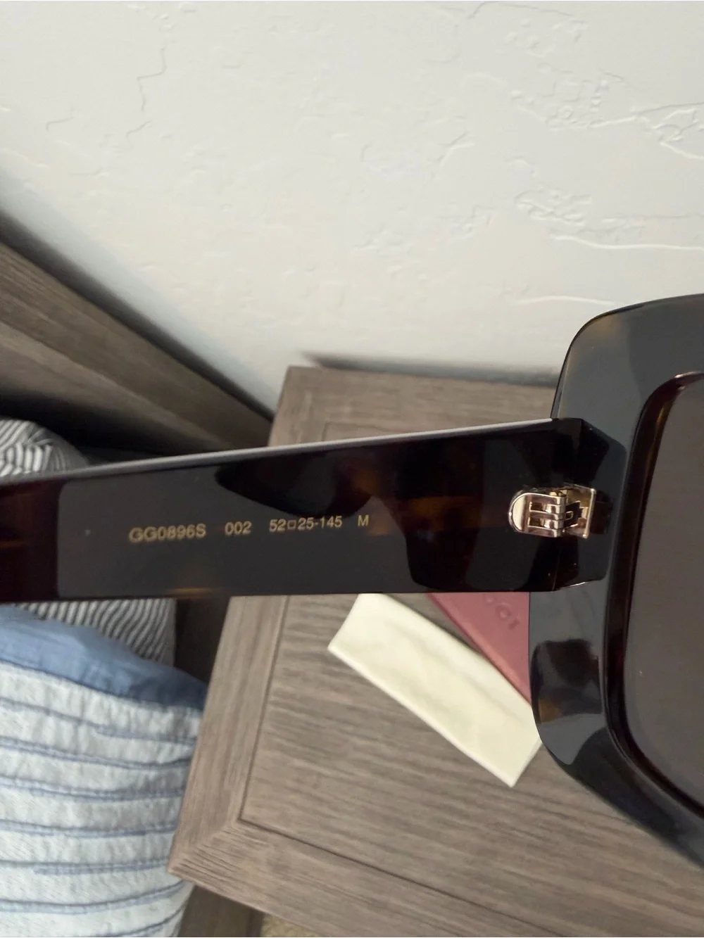 Gucci 54mm Black/Brown Tortoise Oversized Square Sunglasses Gold Logo GG0896s